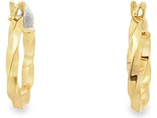 18K Yellow Gold 0.6-Inch Twisted Wave Hoop Earrings