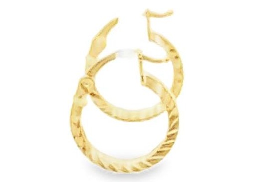18K Yellow Gold 0.4-Inch Textured Rope-Pattern Hoop Earrings