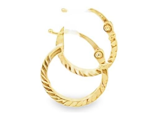 18K Yellow Gold 0.4-Inch Textured Rope-Pattern Hoop Earrings