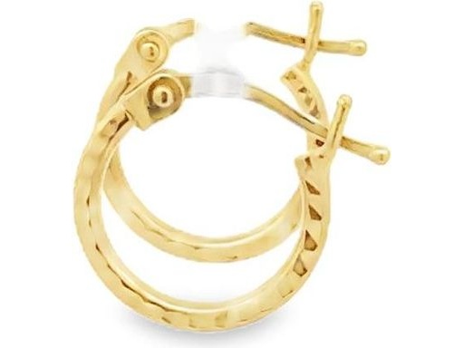 18K Yellow Gold 0.4-Inch Hammered Hoop Earrings