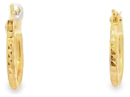 18K Yellow Gold 0.4-Inch Hammered Hoop Earrings