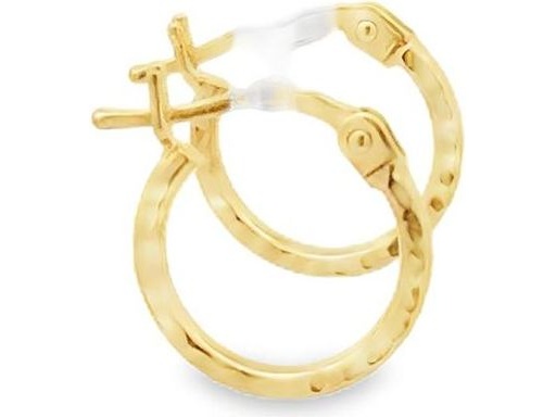 18K Yellow Gold 0.4-Inch Hammered Hoop Earrings