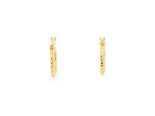 18K Yellow Gold 0.4-Inch Hammered Hoop Earrings