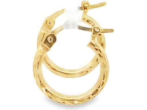18K Yellow Gold 0.5-Inch Diamond-Cut Hoop Earrings