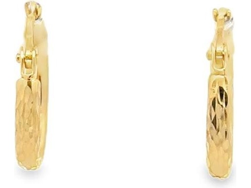 18K Yellow Gold 0.5-Inch Diamond-Cut Hoop Earrings