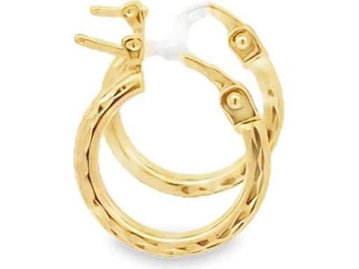 18K Yellow Gold 0.5-Inch Diamond-Cut Hoop Earrings