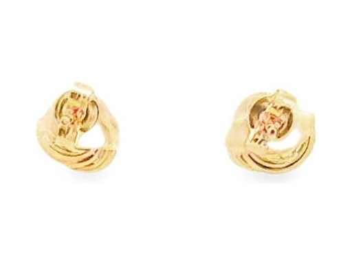 18K Yellow Gold Stud Earrings with White Pearl in Knot Design