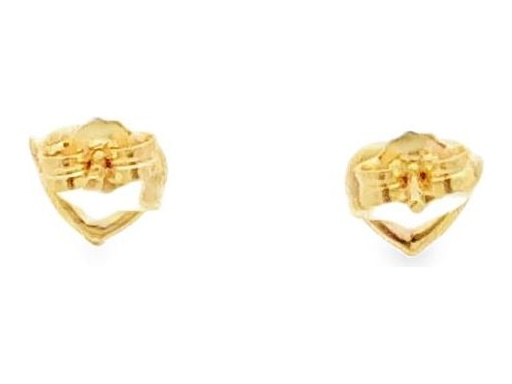 18K Yellow Gold Open Heart Stud Earrings