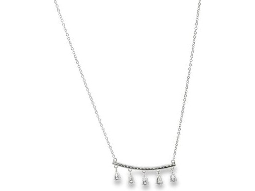 18K White Gold Necklace with All-Natural Diamonds and Pear-Shaped Drops