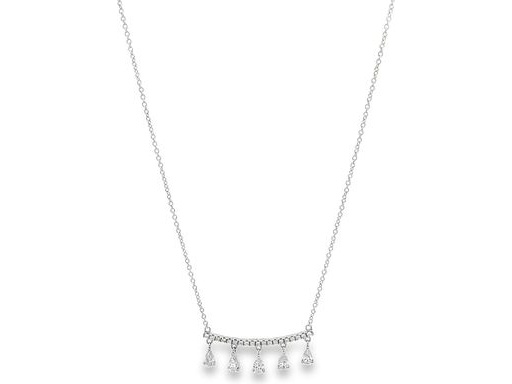 18K White Gold Necklace with All-Natural Diamonds and Pear-Shaped Drops