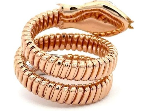 18K Rose Gold Snake Coil Ring with Natural Diamonds