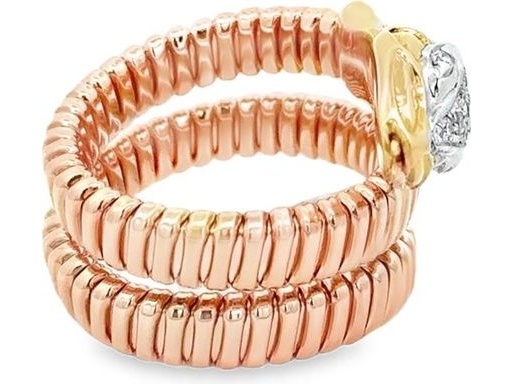 18K Rose Gold Snake Coil Ring with Natural Diamonds