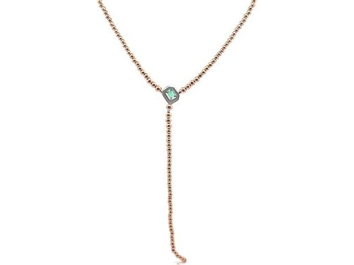 18K Rose Gold Necklace with Natural Emerald and Diamonds
