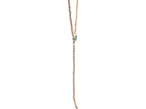 18K Rose Gold Necklace with Natural Emerald and Diamonds