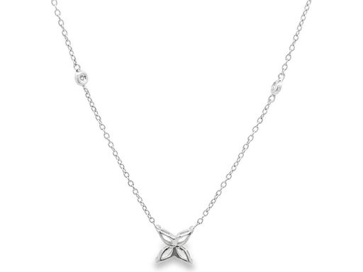 18K White Gold Floral Necklace with Natural Marquise and Round Diamonds