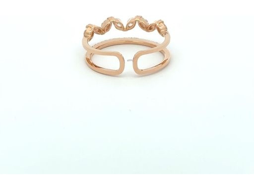 18K Rose Gold Double Row Ring with Natural Marquise and Round Diamonds – Classic and Wave Design