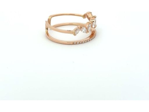 18K Rose Gold Double Row Ring with Natural Marquise and Round Diamonds – Classic and Wave Design