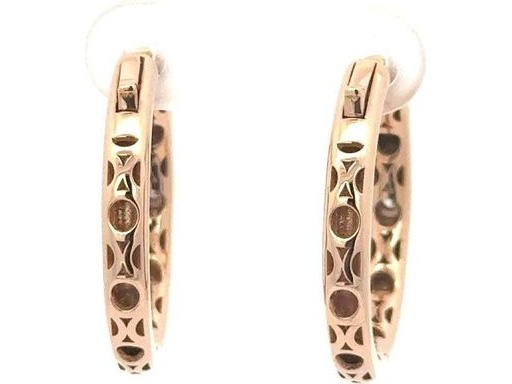 18K Yellow Gold Hoop Earrings with Blue Enamel and Natural Diamonds