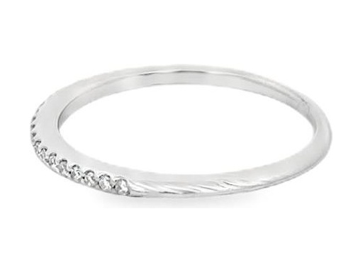 18K White Gold Diamond Band with Natural Round Diamonds