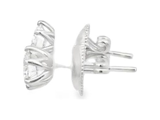 18K White Gold Stud Earrings with GIA-Certified Natural Brilliant-Cut Diamonds