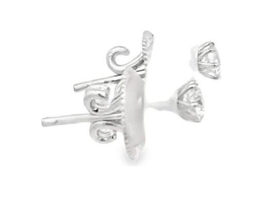 18K White Gold Stud Earrings with Natural Brilliant-Cut Diamonds