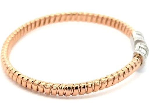 18K Rose Gold Flexible Bangle with Natural Baguette and Round Diamonds