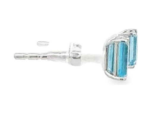 18K White Gold Stud Earrings with Natural Blue Gemstones