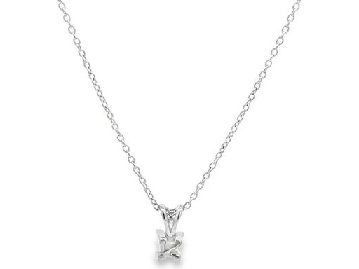 18K White Gold Diamond Necklace with a Natural Round Diamond