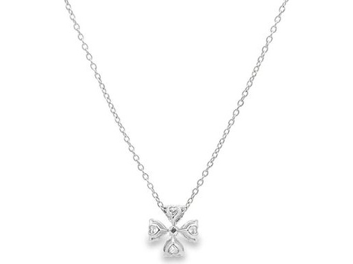 18K White Gold Necklace with Natural Heart and Round Diamonds