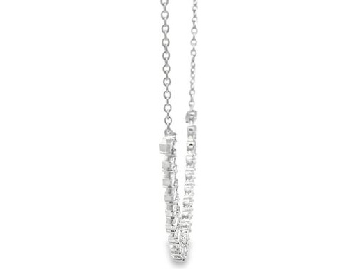 18K White Gold Necklace with Natural Baguette and Round Diamonds