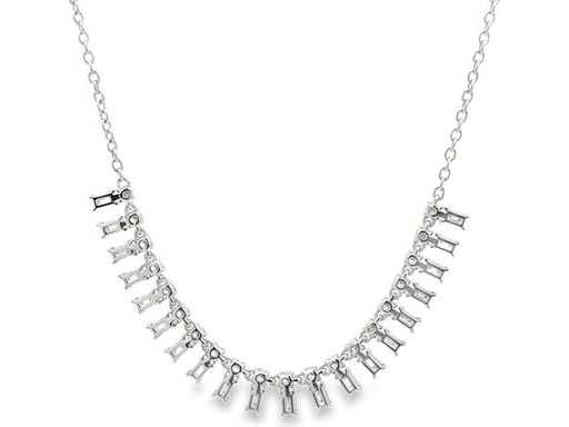 18K White Gold Necklace with Natural Baguette and Round Diamonds