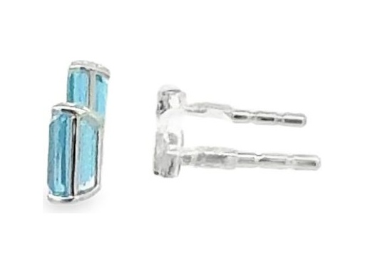 18K White Gold Stud Earrings with Natural Blue Gemstones