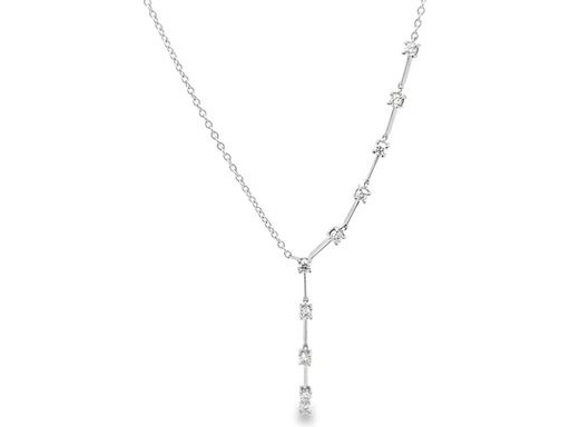 18K White Gold Asymmetric Necklace with Natural Round Diamonds