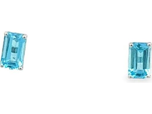 18K White Gold Stud Earrings with Natural Blue Gemstones
