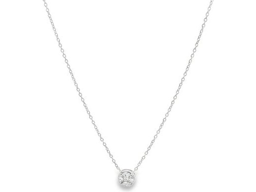 18K White Gold Necklace with Natural Marquise and Princess Diamonds
