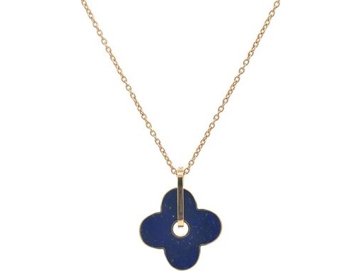 18K Rose Gold Long Necklace with Pavé Natural Round Diamonds in Floral Pendant