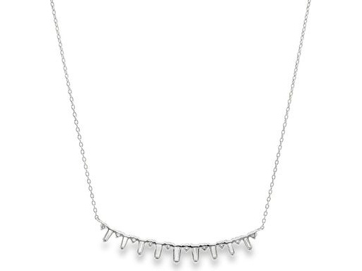 18K White Gold Necklace with Natural Round and Tapered Baguette Diamonds