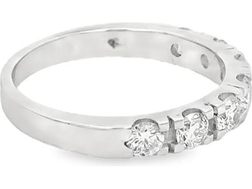 18K White Gold Half Eternity Band with Natural Round Diamonds