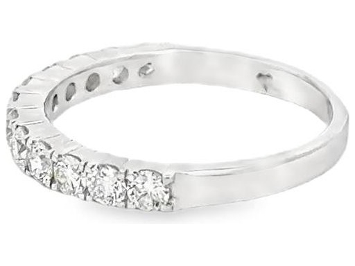 18K White Gold Half Eternity Band with Natural Round Diamonds