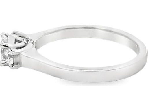 18K White Gold Three-Stone Ring with Natural Princess and Round Diamonds