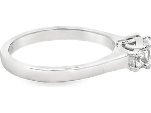 18K White Gold Three-Stone Ring with Natural Princess and Round Diamonds