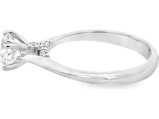 18K White Gold Solitaire Ring with GIA Certified Natural Round Diamond and Hidden Natural Diamonds