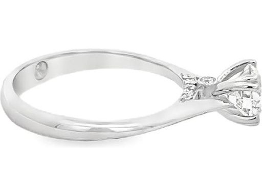 18K White Gold Solitaire Ring with GIA Certified Natural Round Diamond and Hidden Natural Diamonds