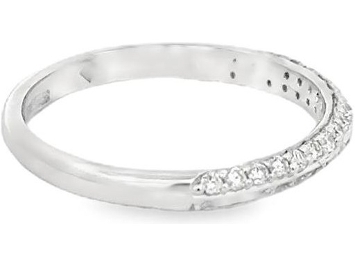 18K White Gold Half Eternity Ring with Natural Round Diamonds