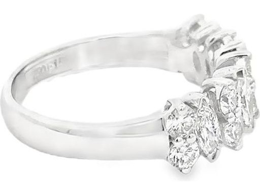 18K White Gold Fancy Ring with Natural Marquise and Round Diamonds