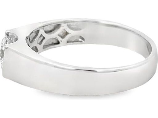 18K White Gold Men's Ring with GIA Certified Natural Round Diamond