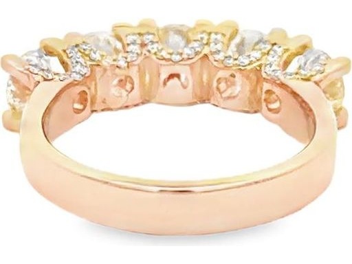 18K Rose Gold Statement Ring with Natural Round Diamonds in Decorative Prong Setting