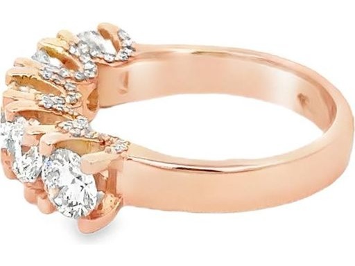 18K Rose Gold Statement Ring with Natural Round Diamonds in Decorative Prong Setting
