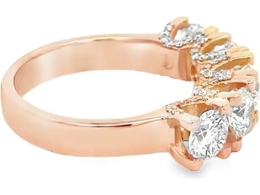 18K Rose Gold Statement Ring with Natural Round Diamonds in Decorative Prong Setting