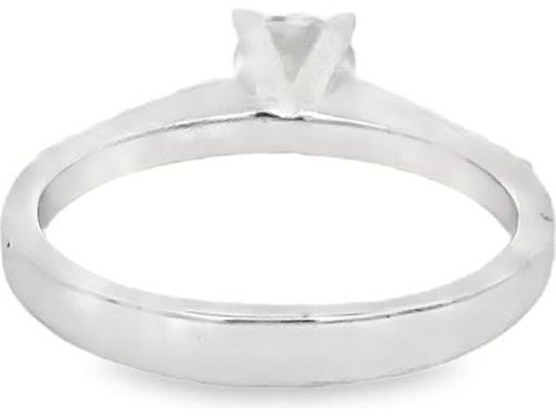 18K White Gold Split Shank Ring with GIA Certified Natural Round Diamond and Diamond-Accented Band
